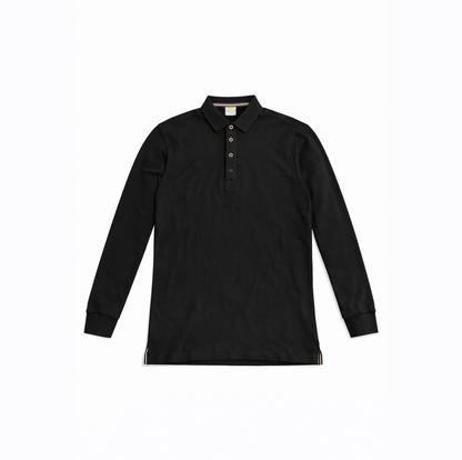 Premium Long Sleeve Polo – Zwart | 100% Katoen